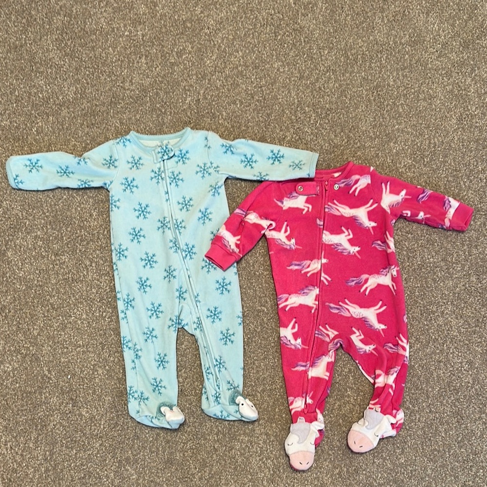 Cozy Kids One Piece Pajamas - Blue and Pink